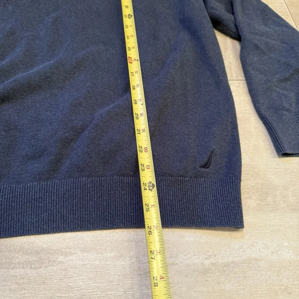 Nautica Blue Cowl Neck Sweater‎ 100% Cotton Mens Size XL Fisherman